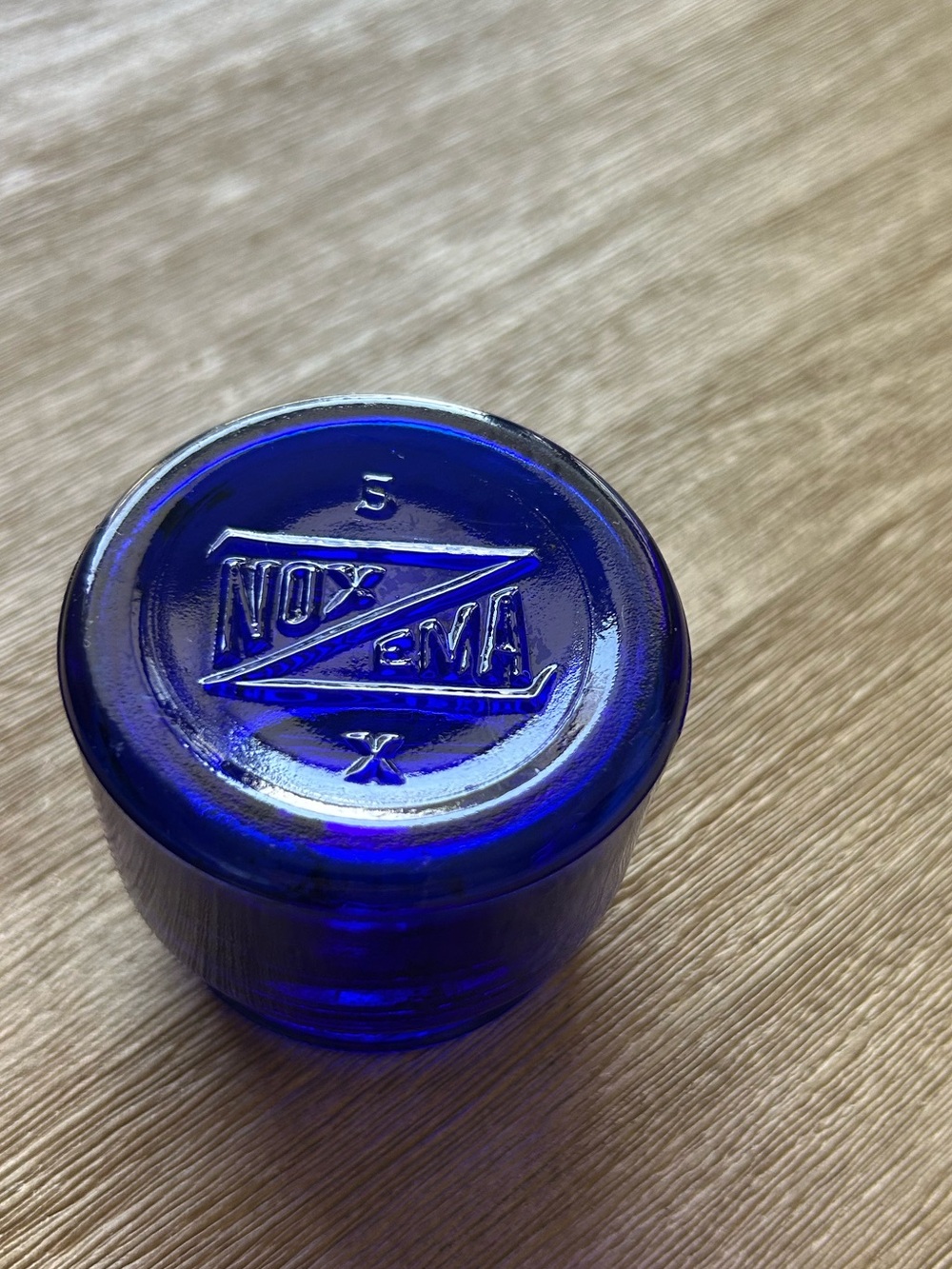 Antique Cobalt Blue Glass Noxzema Jar - no lid - Small Jewelry Storage - Picture 2 of 9